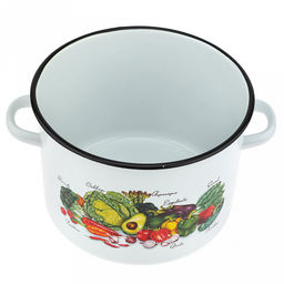 "Урожай" Кастрюля эмалированная 4,5л, цилиндрическая форма, металлическая крышка, белый (Россия)