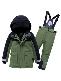 Горнолыжный костюм Valianly детский для мальчика цвета хаки 9201Kh  фото 2