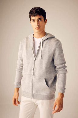 Толстовка на молнии с капюшоном стандартной посадки - Defacto фото 3