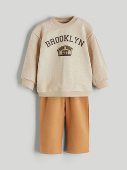 Bisiklet Yaka Erkek Bebek Sweatshirt ve E?ofman Alt 2li