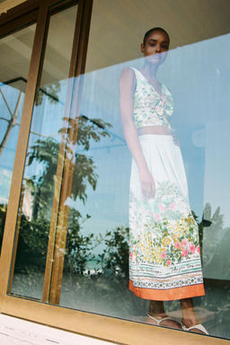 PRINTED KNOT CROP TOP - Zara фото 3