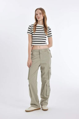 Coool Straight Fit Gabardin Pantolon Kargo Cepli - Defacto фото 2