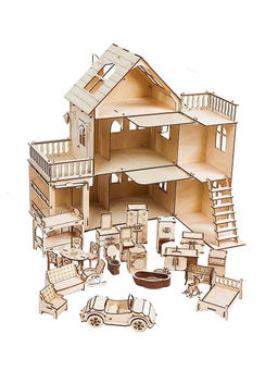 Сборная деревянная модель Чудо-Дерево Архитектура ЧУДО-ДОМ с МЕБЕЛЬЮ  фото 2