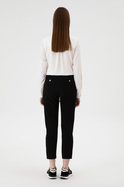 Kad_n Siyah Carrot High Waist Fit Kanvas Pantolon