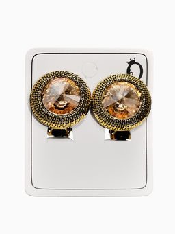 Серьги клипсы для ушей QF «Винтаж», цвет золотой в чернёном золоте