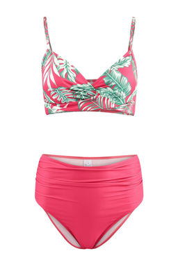 Tropikal Desenli Drapeli __gen Kapl_ Hipster Y_ksek Bel Bikini Tak_m_ TBESS25BT00202
