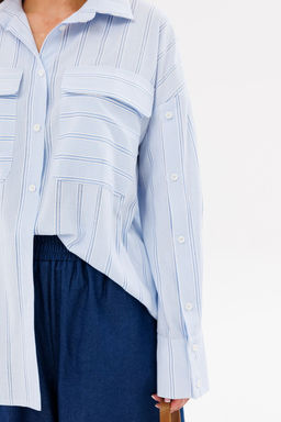 Рубашка AmberA 1098 голубой полоска  фото 9