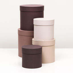 Набор шляпных подарочных коробок 5 в 1, песочный, 23×23-15×15 см