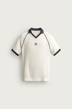 POLO CONTRASTE JACQUARD F?TBOL RETRO / Beige claro - Zara фото 6