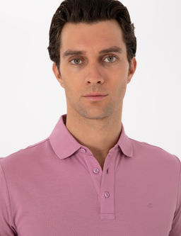Koyu Gri Slim Fit Polo Yaka Pamuklu Basic T-shirt - Cacharel фото 2