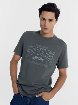 Футболка мужская серая с печатью камень +печать 111742-1