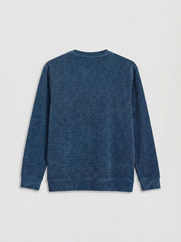 Bisiklet Yaka Dokulu Erkek Sweatshirt