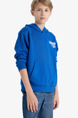 Kap__onlu Bask_l_ __i Yumu_ak T_yl_ Okul Sweatshirt Erkek _ocuk - Defacto фото 4