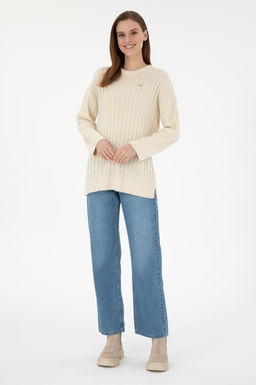 Женский кремовый свитер с круглым вырезом Неожиданная скидка в корзине - U.s. polo assn фото 4