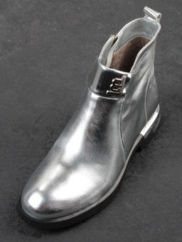 01-B48B-87C GREY/SILVER Ботинки демисезонные женские (натуральная кожа, байка)