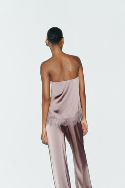 SATIN TOP WITH LACE TRIM - Zara фото 4