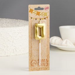 Цена за 3 шт. Свеча в торт на шпажке «Алмаз», цифра 0, золотая, 5 см