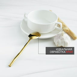 Ложка столовая из нержавеющей стали Magistro Kolos, длина 19,5 см, цвет золотой  фото 4