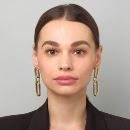 Серьги металл Цепь овалы, 3 звена, цвет золото - Queen fair фото 3