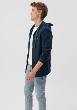 Mavi Logolu Fermuarl? Lacivert Sweatshirt