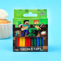 Набор свечей для торта С Днем Рождения, 12 штук, Майнкрафт - Simaland фото 6