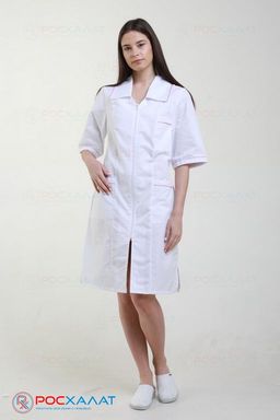 Женский медицинский халат на молнии ТИСИ с ВО белый ХМ-14