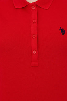 Женская базовая красная футболка с воротником поло Basic - U.s. polo assn фото 12