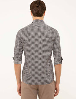 Темно-бордово-красная приталенная рубашка с длинным рукавом - Cacharel фото 3