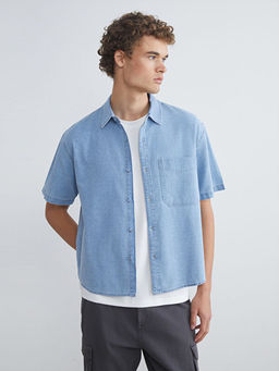 Regular Fit K?sa Kollu Erkek Jean G?mlek