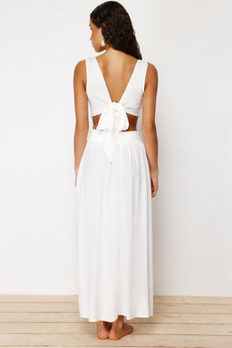 TRENDYOLMILLA Siyah Dokuma Puskullu Cut Out/Pencere Maxi Plaj Elbisesi TBESS21EL3624 фото 19