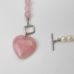 Колье из мадагаскарского Розового кварца и Жемчуга - Радуга самоцветов фото 3