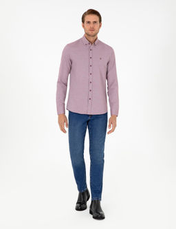 Bordo Slim Fit Uzun Kollu G_mlek