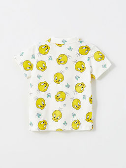 Polo Yaka Tweety Bask?l? K?z Bebek Pijama Tak?m?