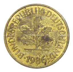 Монета 5 пфеннигов 1986 года J Германия