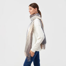 Палантин женский MINAKU цв. серый, размер 68*180 см  фото 2