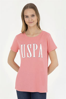 Женская неоново-розовая футболка с круглым вырезом