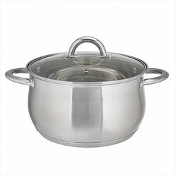 Кастрюля нерж. 4,0 л. стекл. крышка, 20 см, арт. ВЕ-353/2