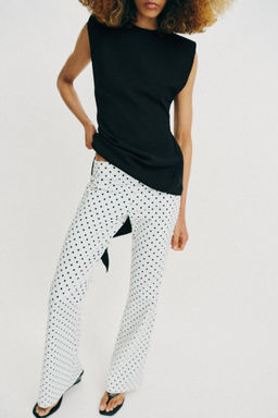 PANTALON FLARE STRETCH / Blanco / Negro - Zara фото 2