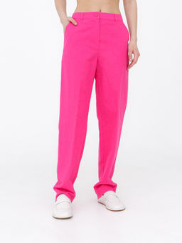 Брюки из льна и хлопка КЛ-7809-ИЛ23 фуксия