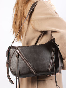 LACCOMA сумка Y2446-коричневый натуральная кожа полиэстер фото 3