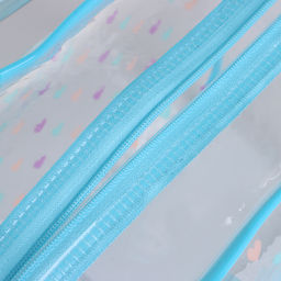 Косметичка-сумка на молнии для бассейна, с ручками, с принтом Сердечки, голубая - Simaland фото 3