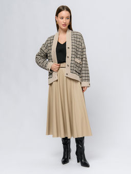 Кардиган бежевого цвета укороченный с карманами - 1001dress фото 2