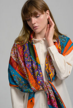 Большой,яркий платок из тонкой шерсти