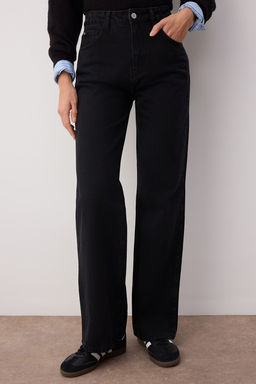 TRENDYOLMILLA Siyah Yuksek Bel Wide Leg Jeans TWOAW24JE00075  фото 3