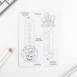 Подарочный набор, для создания закладок Принцессы, бумага, 4 карандаша