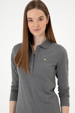 Kad_n Antrasit Melanj Basic Polo Yaka Sweatsh_rt