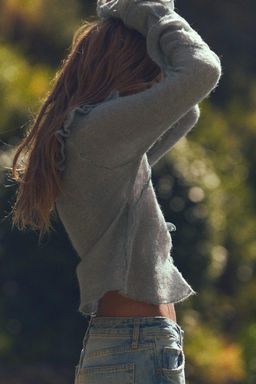 RUFFLED ALPACA AND FELT TEXTURE BLEND CARDIGAN - Zara фото 3