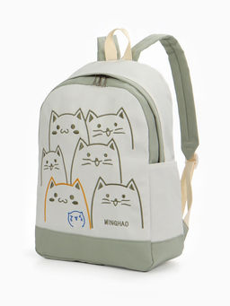 Рюкзак школьный на молнии, с карманами, с рисунком, размер 30?14?43 см, белый/розовый