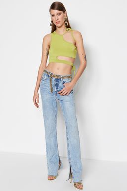 Yag Yesil Crop Orme Pencere/Cut Out Detayl? Bluz TPRSS23BZ00026 - Trendyolmilla фото 3
