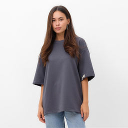 Футболка с нашивкой женская MIST Base, графит, размер 48